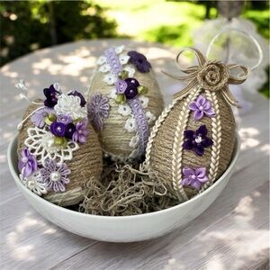 Shabby Chic Purple Passion JUMBO White Jute/Twine
